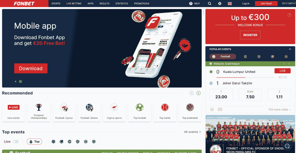 Landing page Fonbet Indonesia