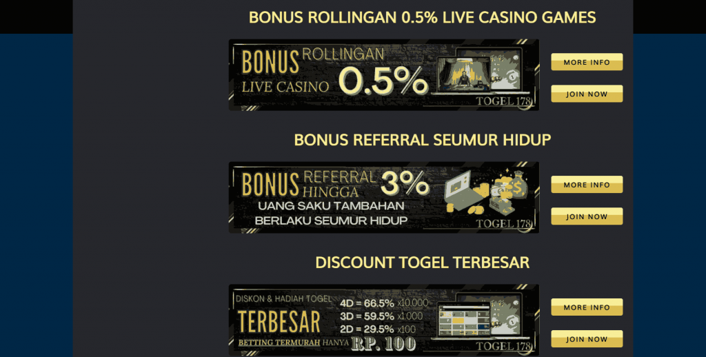 Promosi dan bonus Togel178