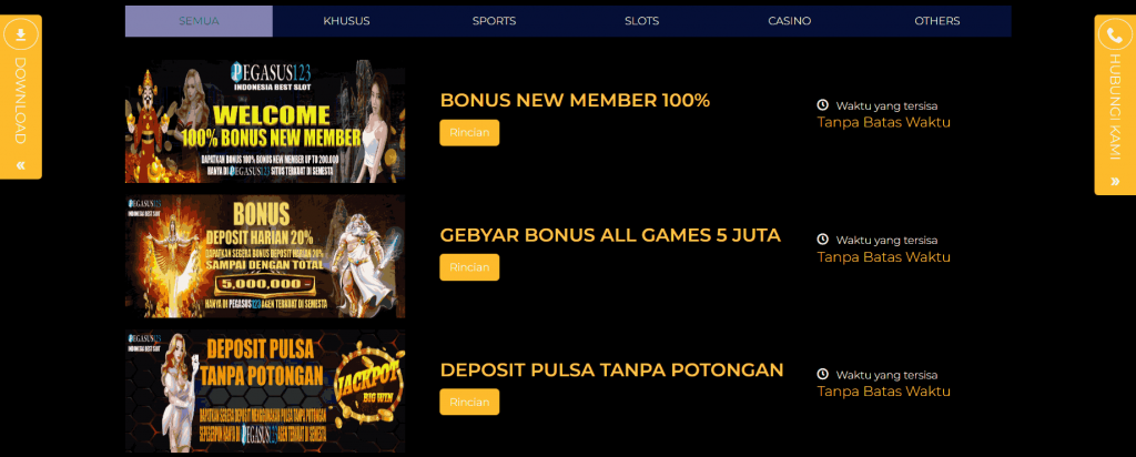 Bonus dan promosi Pegasus123